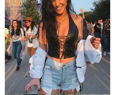 Black Leather Crop Top